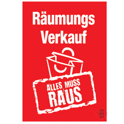 Zeige Details für Rahmenschild Räumungsverkauf (10 Stück) Bild von Rahmenschild Räumungsverkauf (10 Stück)