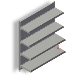 Zeige Details für Stirnseitenregal H120 mit Fachböden Bild von Stirnseitenregal H120 mit Fachböden