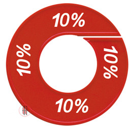 Zeige Details für Ringscheibe mit Rand in Rot mit Prozentaufdruck Bild von Ringscheibe mit Rand in Rot mit Prozentaufdruck