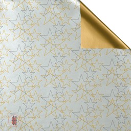 Bild von Geschenkpapier silber/gold Sterne