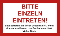 Zeige Details für Aufkleber Bitte einzeln eintreten! Bild von Aufkleber Bitte einzeln eintreten!