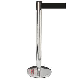 Zeige Details für Absperrpfosten mit schwarzem Gurtband Bild von Absperrpfosten mit schwarzem Gurtband