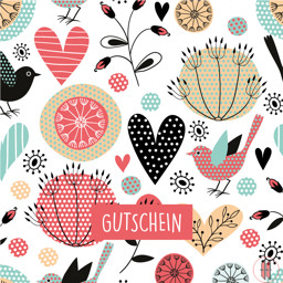 Bild von Geschenkgutscheine bunte Herzen/Vogel