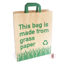 Zeige Details für Papiertragetasche "This bag is made from grass paper" natur Bild von Papiertragetasche "This bag is made from grass paper" natur
