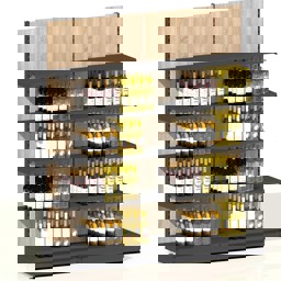 Zeige Details für Wandregal L200 m. Metallböden u. Holzrückwand Bild von Wandregal L200 m. Metallböden u. Holzrückwand