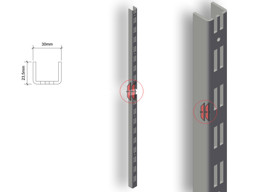 Zeige Details für Wandschiene mit Doppelschlitzlochung Bild von Wandschiene mit Doppelschlitzlochung