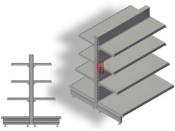 Zeige Details für Gondel Tegometall H120 mit Fachböden Bild von Gondel Tegometall H120 mit Fachböden