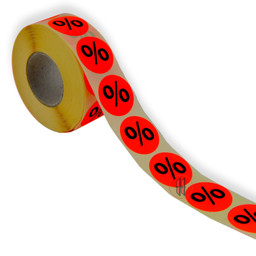 Zeige Details für Klebeetiketten % leuchtrot (1000 Stück) auf Rolle Bild von Klebeetiketten % leuchtrot (1000 Stück) auf Rolle