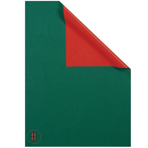 Bild von Geschenkpapier zweifarbig grün/rot