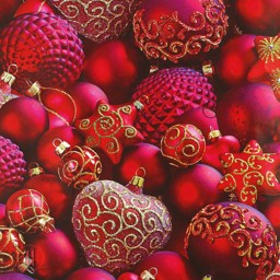 Bild von Geschenkpapier rote Weihnachtskugeln