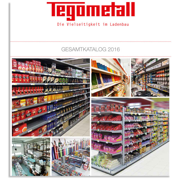 Tegometall Katalog 2016 mit dem kompletten Sortiment an Fachböden, Säulen, Rückwänden und Fußteilen
