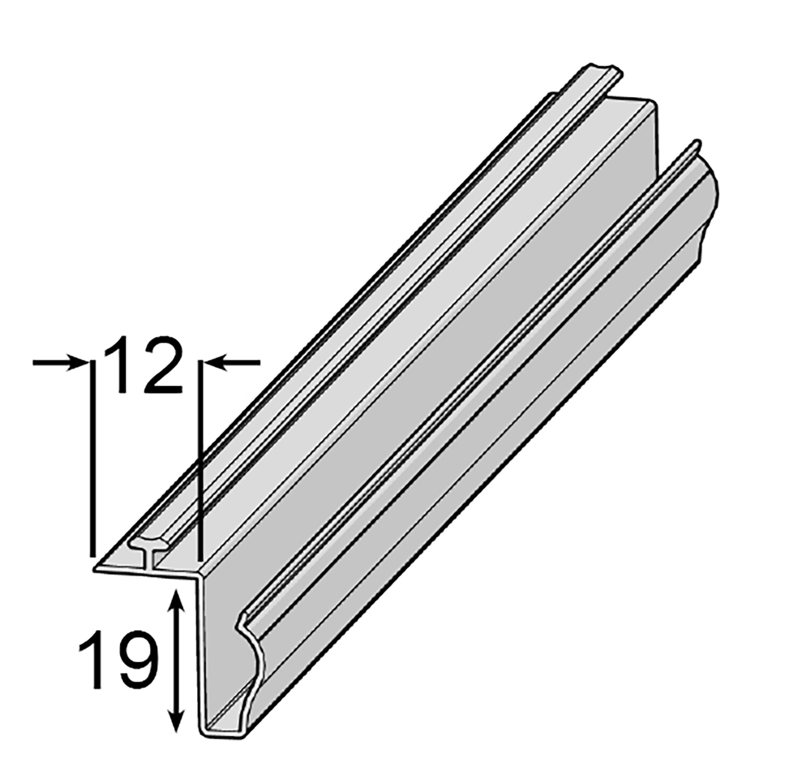Bild von Klemmprofil A017 – Adapter-T-Profil transparent für Frontscheiben und Fachteiler