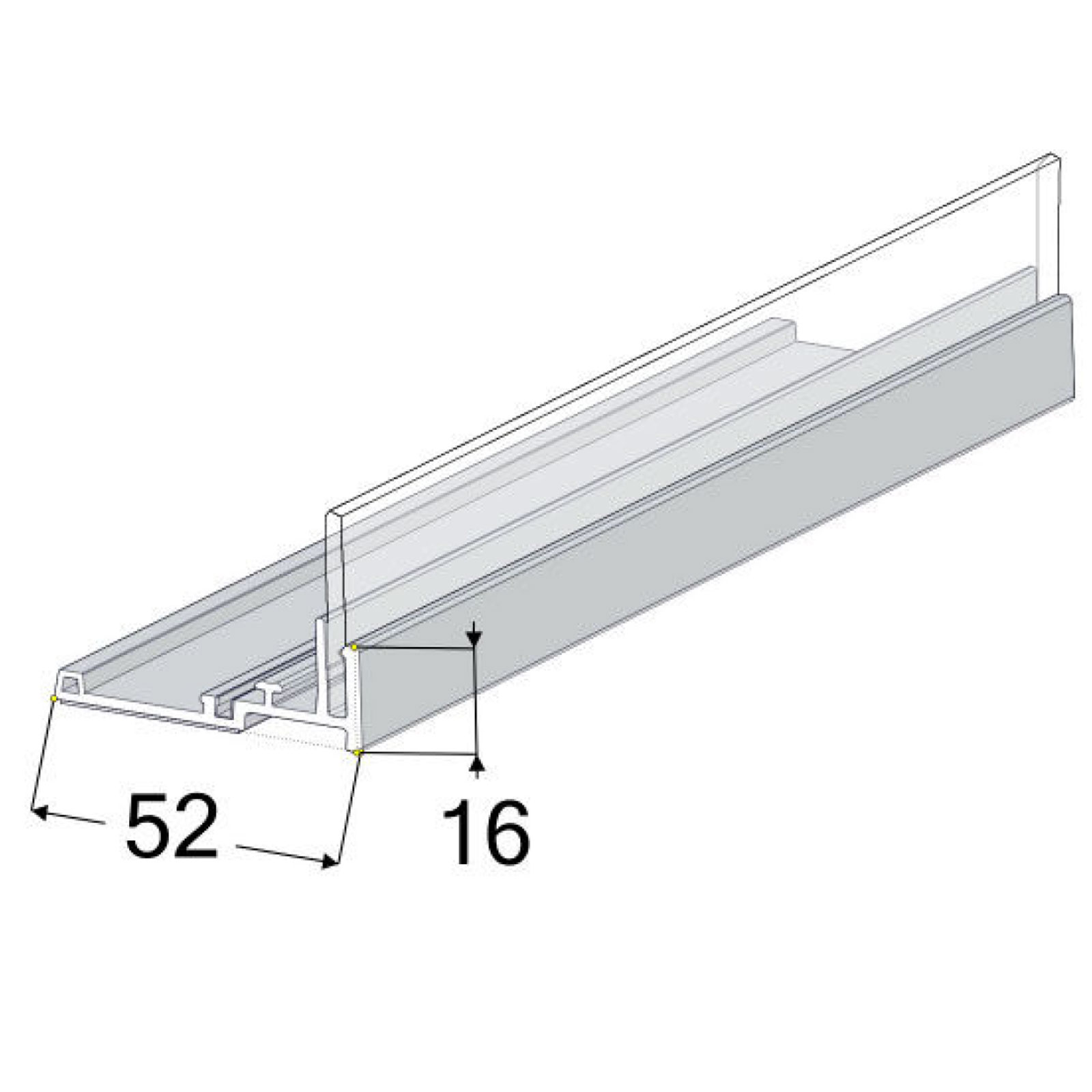 Bild von Adapter-T Profil A016 mit Frontscheibe und Haftband – für Compartment C60/C90, anthrazitgrau