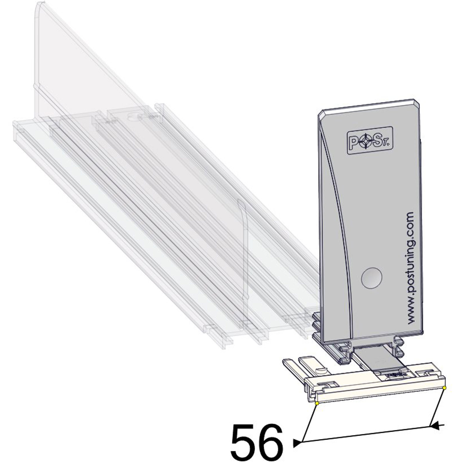 Bild von Warenvorschub mit Dämpfung 44 mm x 110 mm für Compartment C6066/C9078 – mit Frontanker B56 x H8 mm