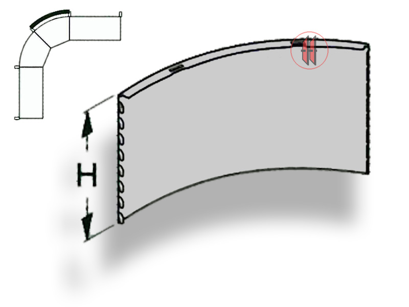 Rückwand Innenecke Rund 45° Glatt Tegometall. Reinhardt Ladenbau